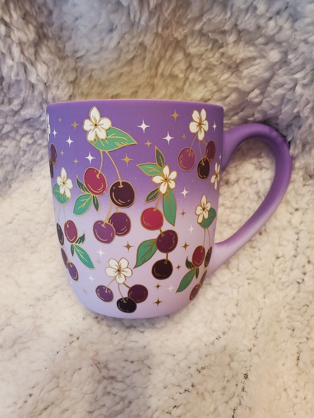 Luna & Sage Brand Ombre Matte Purple Soft Touch Dark Cherry Blossom Mug 16oz